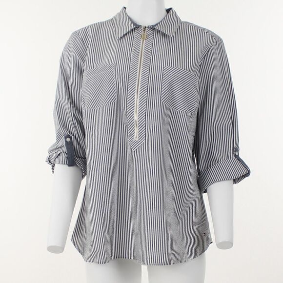 Tommy Hilfiger Plus Size Striped Roll-Tab Top - Picture 2 of 5